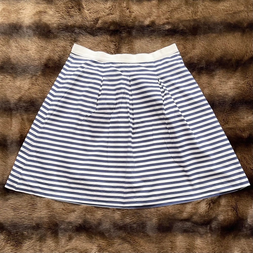 LOFT Striped A-Line Skirt Navy and White Size 14